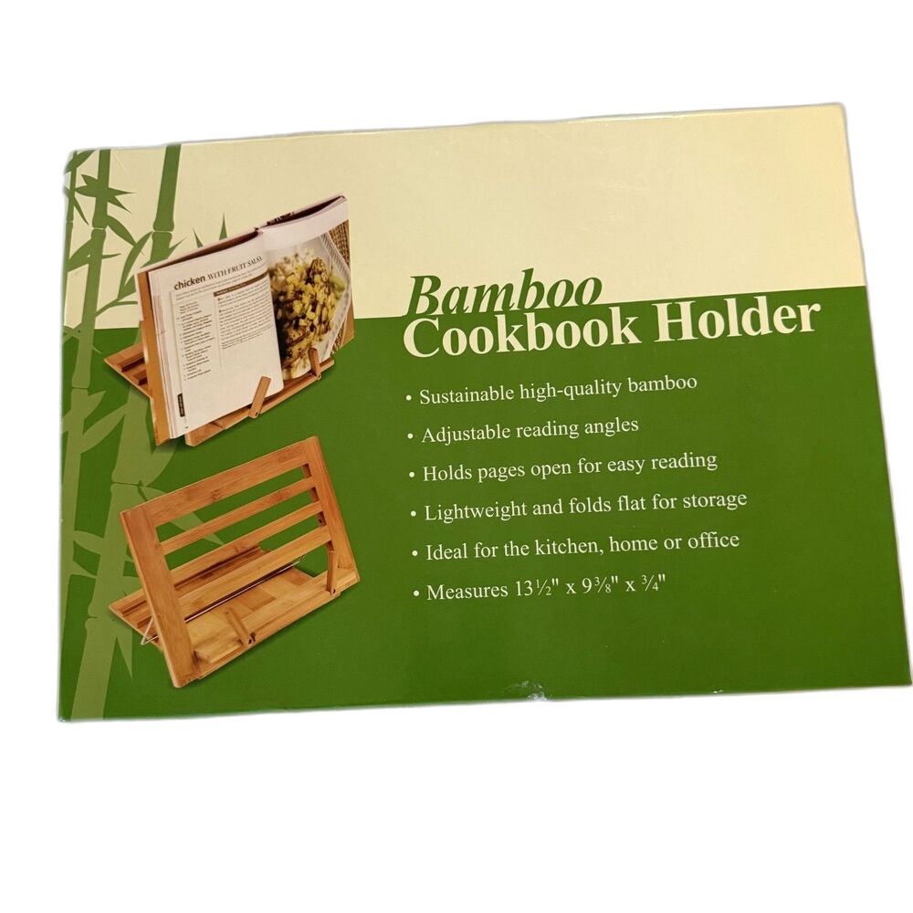NWOT Bamboo Cookbook Holder in Box